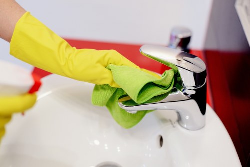 Move out cleaning tools and supplies arranged for a rental property cleanup