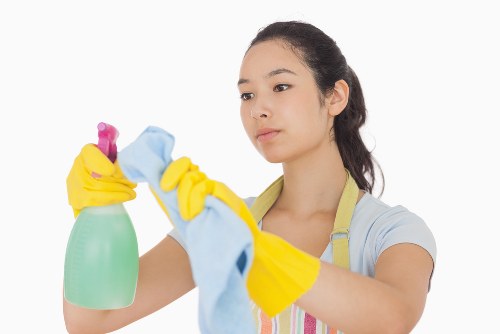 House cleaning supplies arranged for a tidy home routine