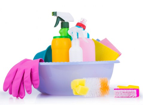 Cleaner disinfecting high-touch surfaces in a shared office space