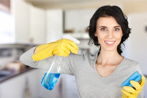 Kitchen deep cleaning with organized surfaces and thorough scrubbing