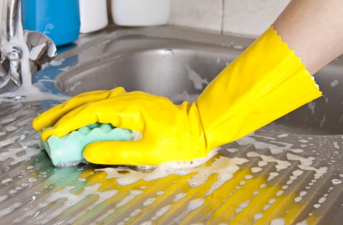 Bathroom deep cleaning focusing on tiles, sinks, and fixtures